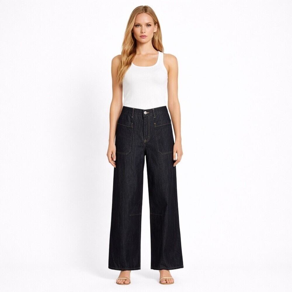 Everlane Women's The Crafter Jean Wide Leg Dark Indigo Denim Size 25R - Picture 1 of 10